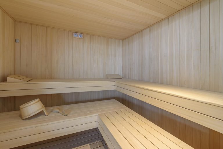 Luxury sauna area at 9 Lions Residences in Nueva Andalucía, Marbella